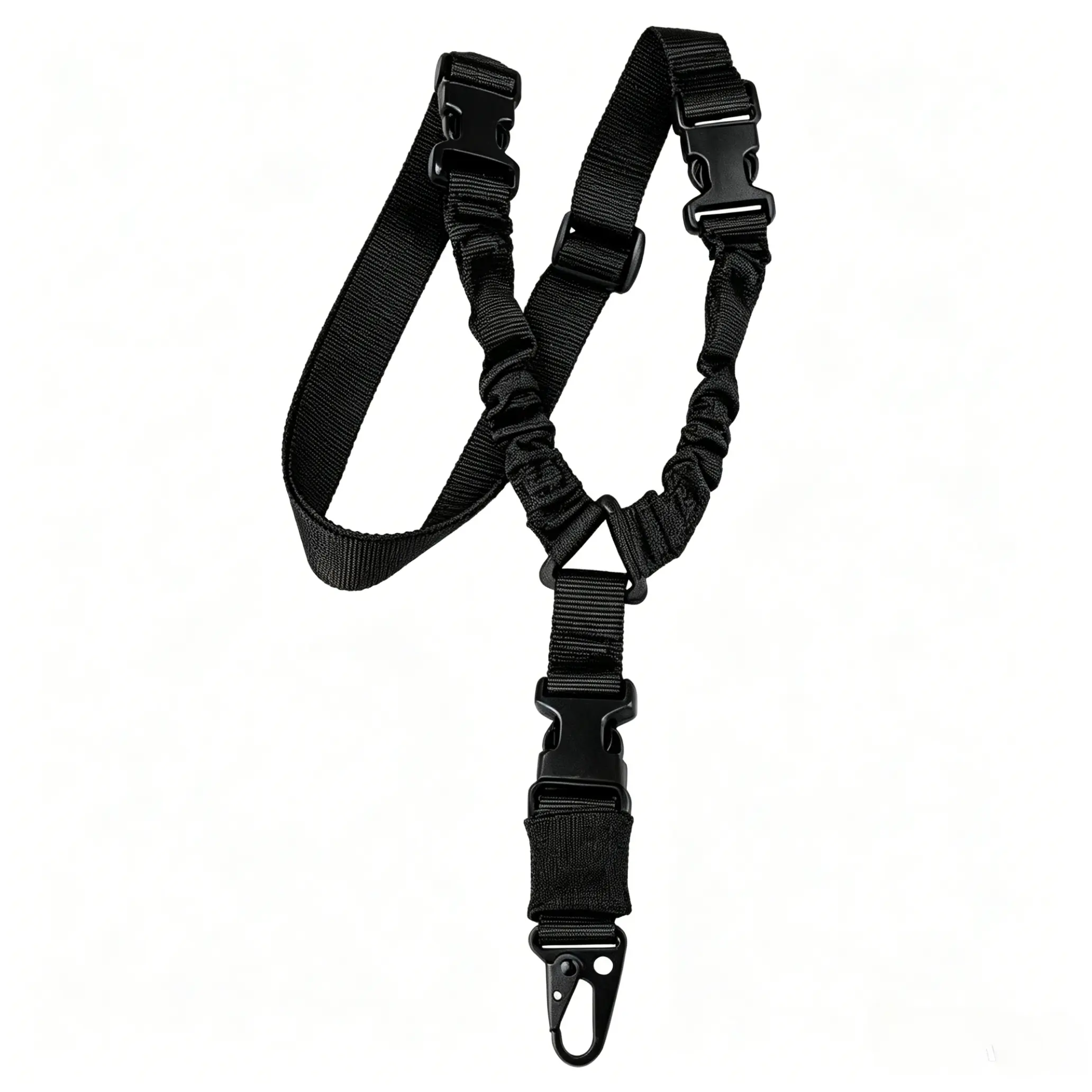 Traditional 2-Point Tactical Climbing Sling, Adjustable Waterproof Nylon Strap with Elastic Bands & Steel Eagle Beak Buckles, High-Quality Elastic Rubber, Contracted 112x Extended 150cm (120cm Option), 220g, Durable Outdoor Gear, Durable And Wearable, Two