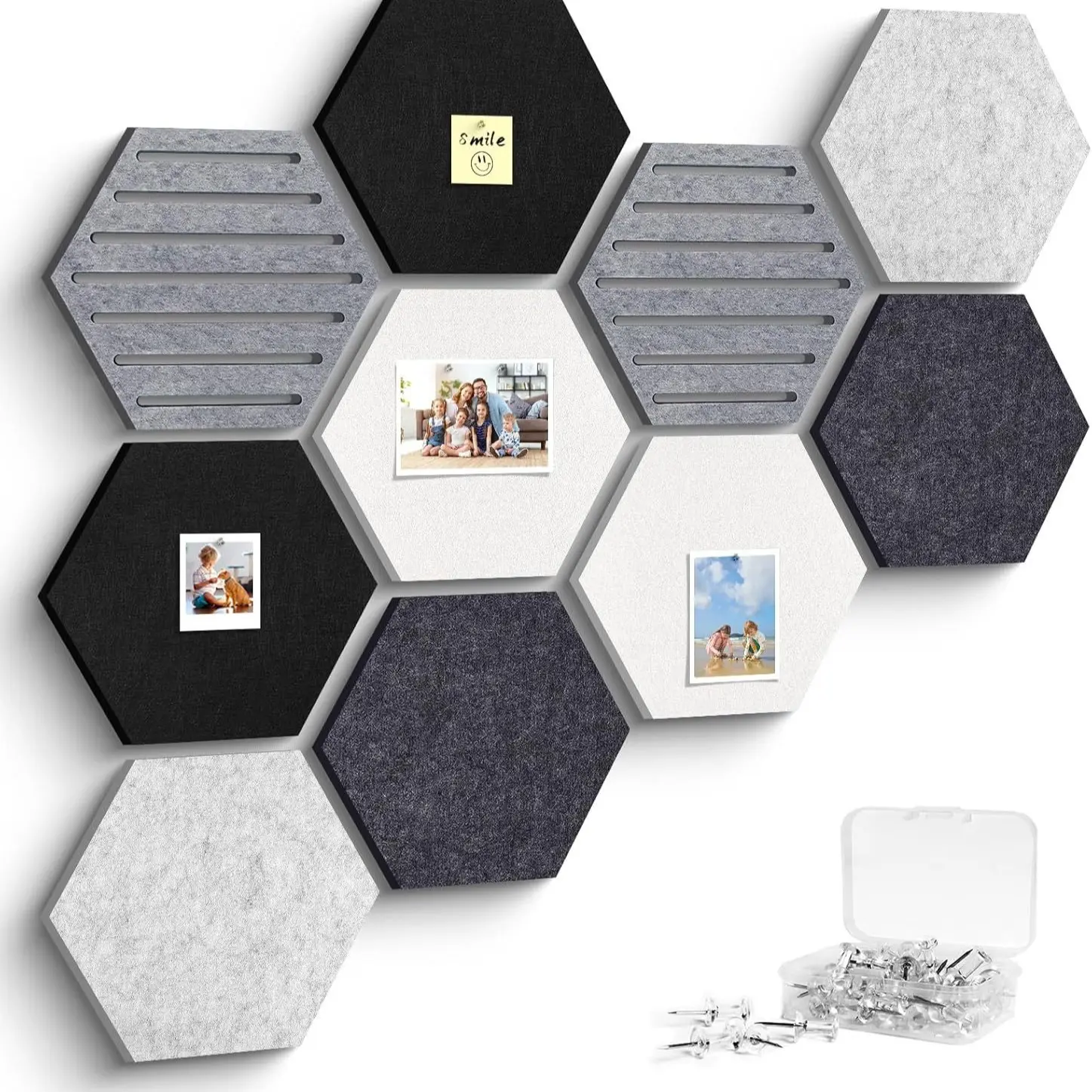 10pcs Self-Adhesive Felt Soundproof Panels, Thickened 3D Polyester Fiber Wall Decor, Interior Walls, Hexagonal Hollow Acoustic Boards, DIY Friendly, Peel and Stick Panels for Walls