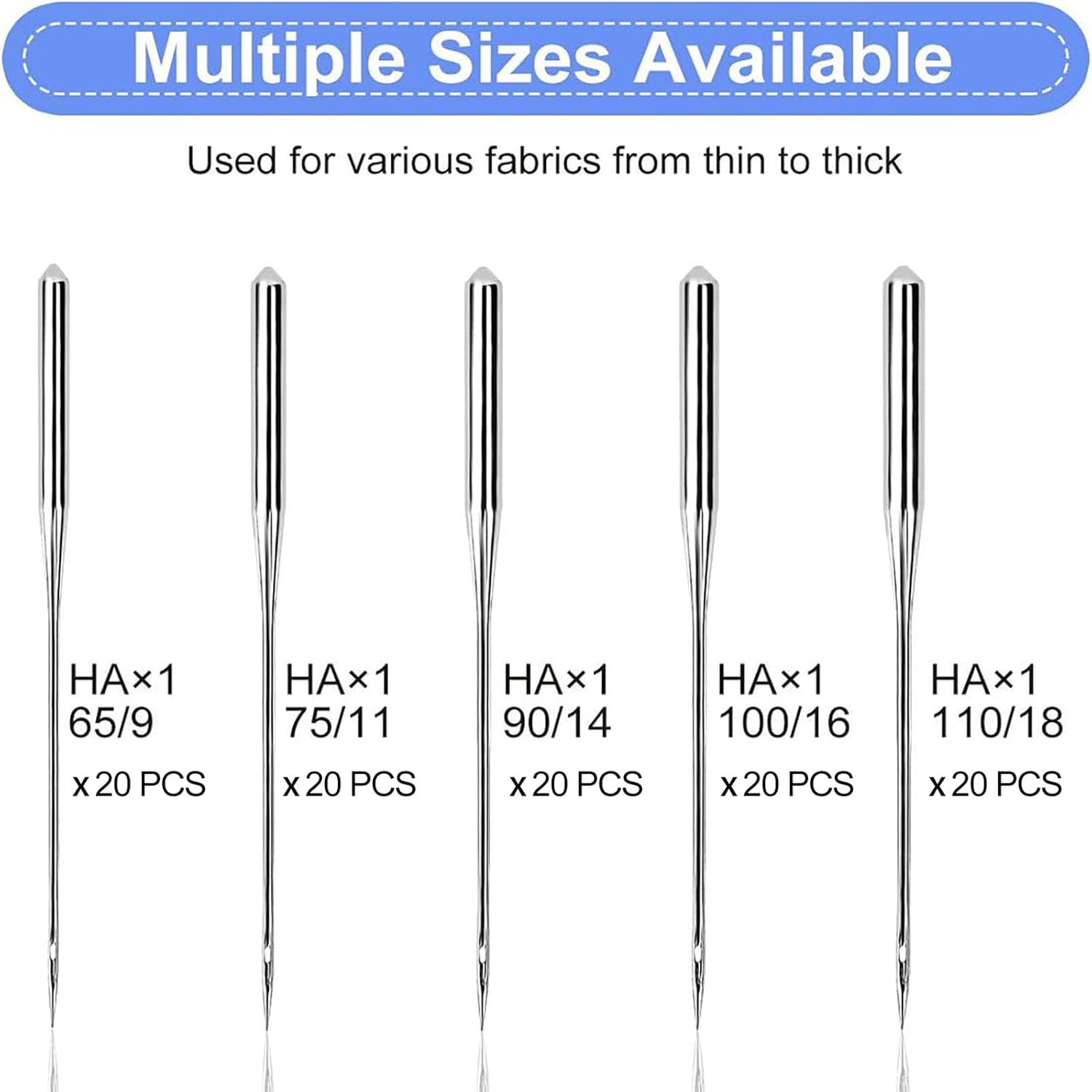 100 count Sewing Machine , Universal Sewing Machine for Singer, Brother, Janome, Varmax, for Sewing Machine with Sizes HAX1 65/9, 75/11, 90/14, 100/16, 110/18 100 count Sewing Machine , Universal Sewing Machine for Singer, Brother, Janome, Varmax, for Sewing Machine with Sizes HAX1 65/9, 75/11, 90/14, 100/16, 110/18