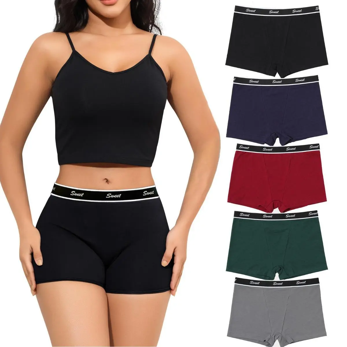 LEVAO Women's Cotton Boyshort Underwear 5-Pack, Soft Stretch Boxer Brief Panties, Full Coverage, Comfortable Breathable Everyday Underwear S-XXL