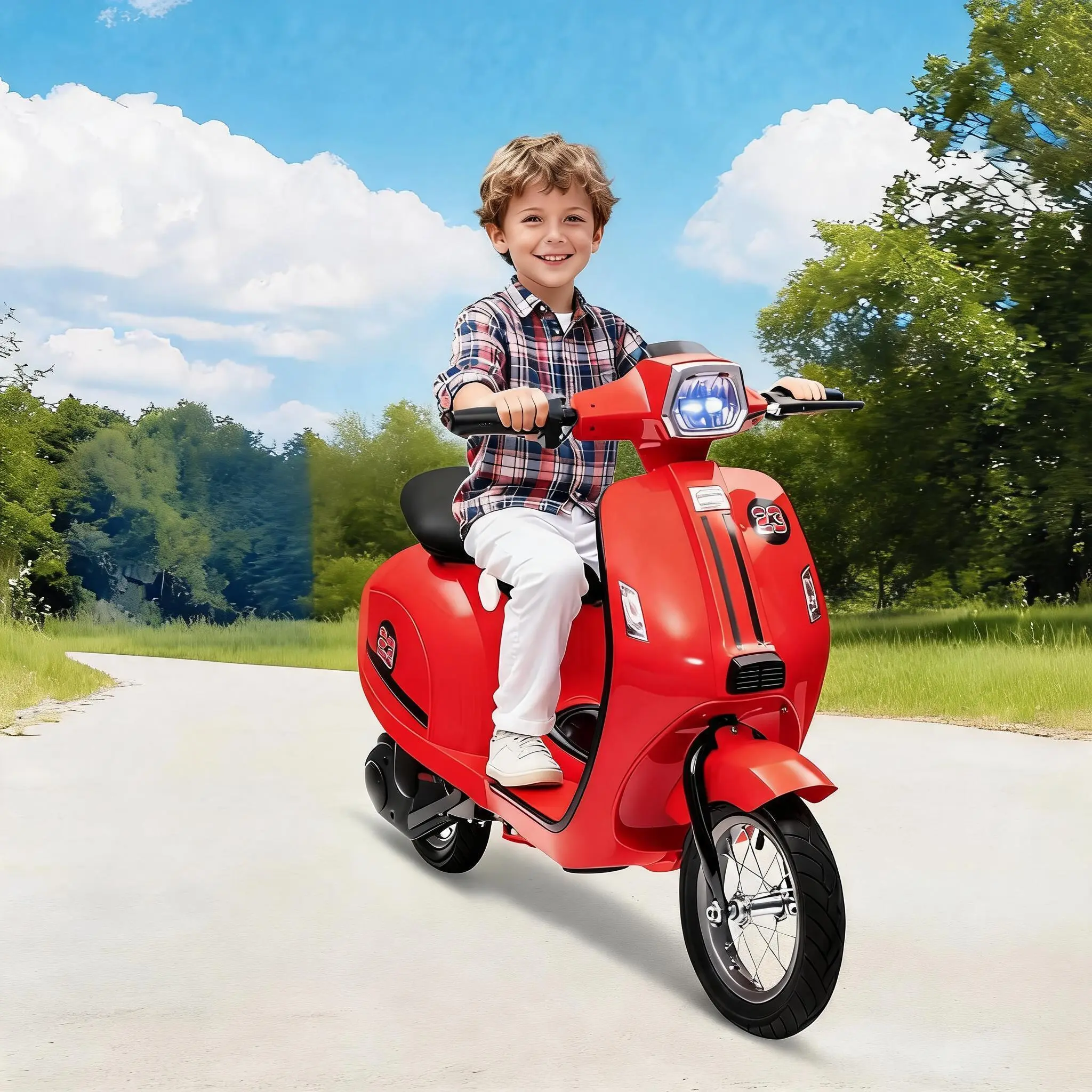 Summervibes Flash sale toy items 24V Kids Electric Motorcycle - 350w Motor, 14MPH, Waterproof Moped for Kids 8-12 | All-Terrain Ride-on with LED Lights & Rear Brake | Motorcycle for Kids 132Lbs Max