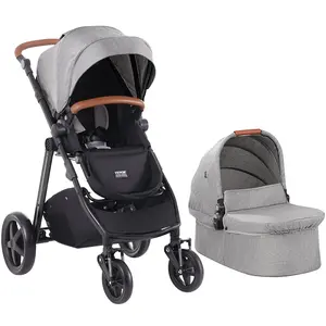 【DealsForYouDays】VEVOR Travel System Stroller with Infant Bassinet, 2-in-1 Baby Cradle Stroller Combo, Reversible Seat, Easy One-button Folding, EVA Tires with Brake Aluminum Stroller Carseat Combo Set (Dark Gray)