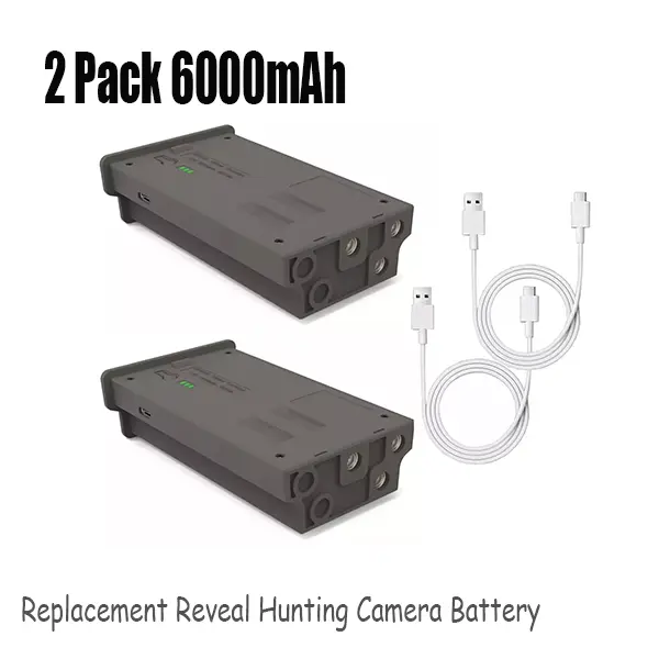 MYIYAE 2-Pack 6000mAh Rechargeable Replacement Hunting Camera Battery - EM6 Lithium-Ion Battery with USB Wall Adapter and Cable, Compatible with Tactacma X, Xpro, XB, SK, TACTXG2, TACTSK Trail Cameras