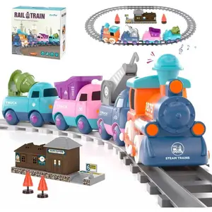 Electric Train Set for Toddler 2-4, Control Music Train Toy with Light, Tracks, Toddler Toys for 2 3 4 5 Year Old Boy, Baby Toys for 2-5 Year Old Boy Birthday Gifts