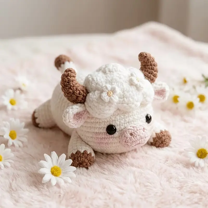 DIY Crochet Cute Cloud Cow Set, Beginner Friendly Amigurumi Doll Tutorial Kit, Perfect Gift Idea, Heartfelt Present Choice