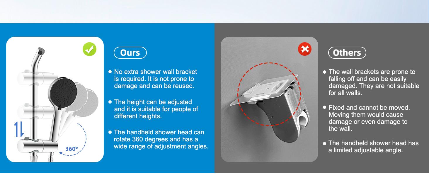 10" Rain Shower Head with Handheld, High Pressure Boosting Rainfall Showerhead with All Metal Adjustable Extension Arm, Easy Reach Shower Holder, 5 Spray Modes with Power Wash, Easy to Install, Chrome