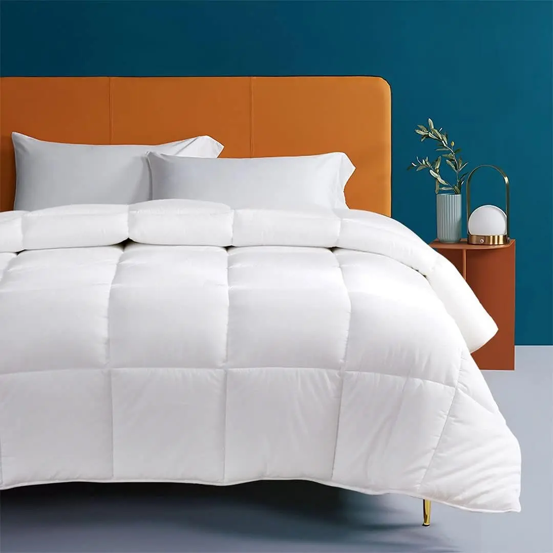 Lightweight Duvet Insert Queen Size, Down Alternative Comforter with Ultra-Soft Cotton Cover, Cooling Bed Comforter for Warm/Hot Sleepers(90x90, White)