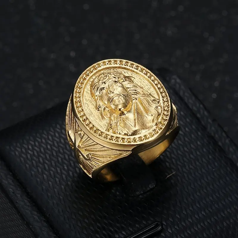 New Hip-Hop Ring Titanium Steel Vacuum Electroplated Gold YS Cross Men's Ring