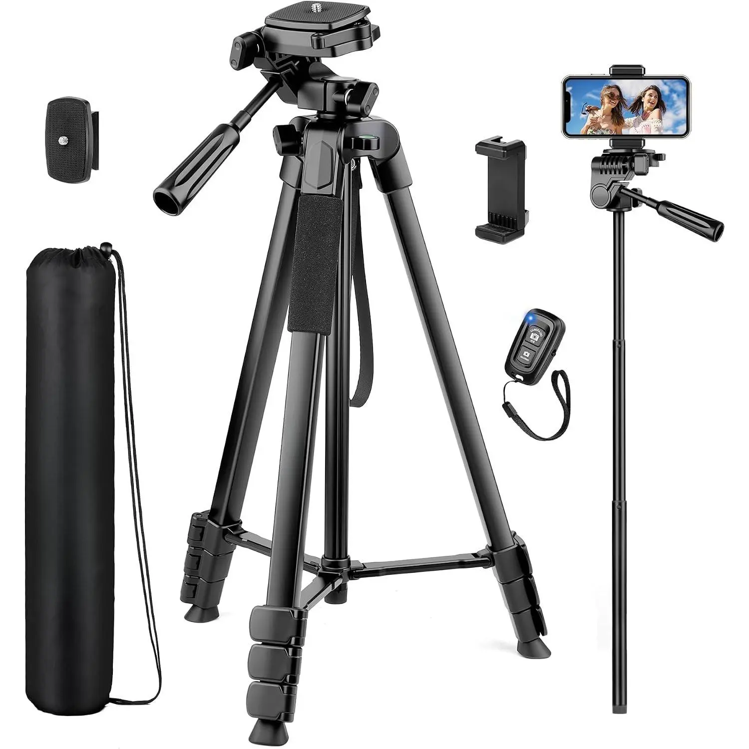 Phone Tripod, 83” Cell Phone Tripod for , Tall Tripods Selfie Stick with Remote Extendable Phone Holder Stand for Camera Photo Video Recording