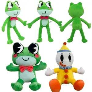 Animal Ribbit Frog Plush Doll Cute Anime Yellow Joker Green Bow Tie Frog Plushie Soft Stuffed Toy Kawaii Collectible Gifts
