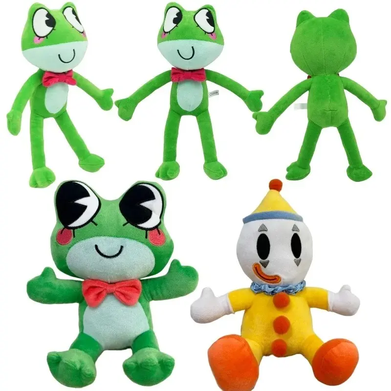 Animal Ribbit Frog Plush Doll Cute Anime Yellow Joker Green Bow Tie Frog Plushie Soft Stuffed Toy Kawaii Collectible Gifts