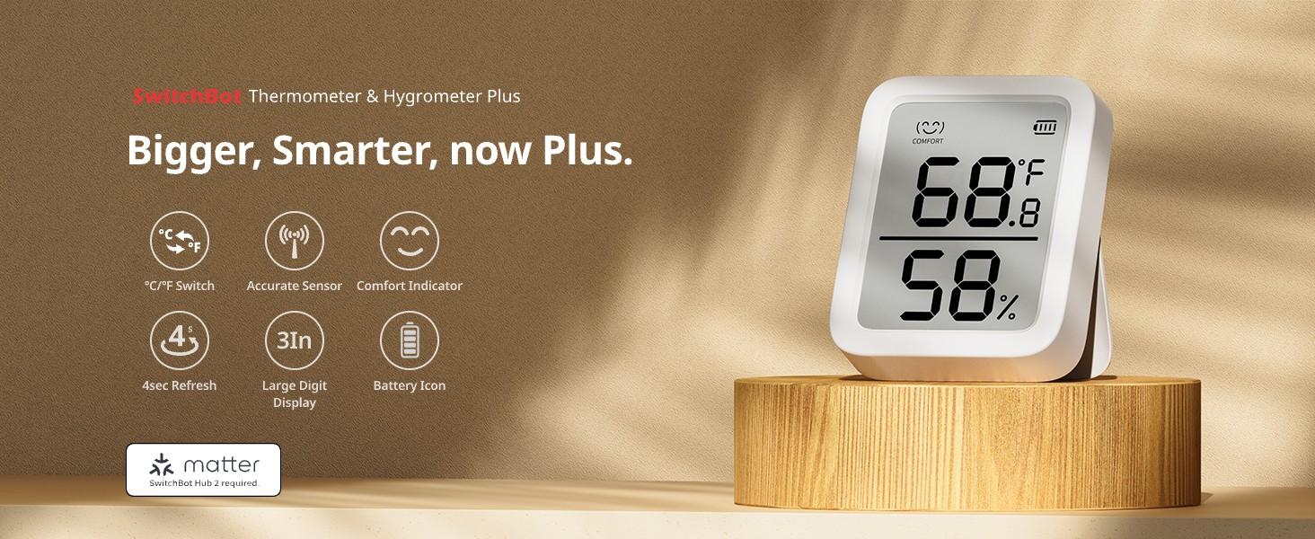 Thermometer Hygrometer, Bluetooth Indoor Humidity Meter for Home, Temperature Sensor with App, Large LCD Display, Notification Alerts, 2-Year Data Export Thermometer Hygrometer, Bluetooth Indoor Humidity Meter for Home, Temperature Sensor with App, Large LCD Display, Notification Alerts, 2-Year Data Export