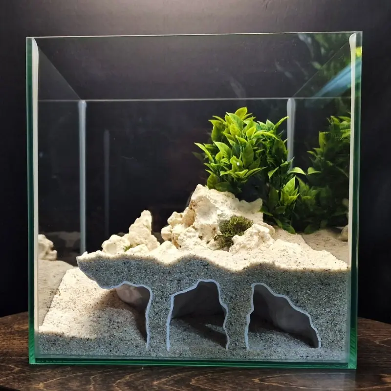 Mangrove Shape Underground Fish and Shrimp Cave, Aquarium Ideal Versatile Hiding Spot for Reptiles and Amphibians, Rock Surface Design