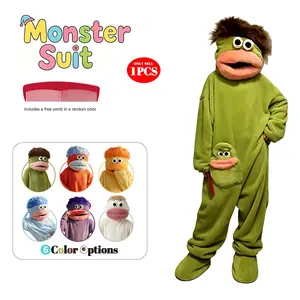 Adorable Monster Costume Party Set, Outfit, Dress Up Costume, Costume Use, Comfortable Hooded Flannel Pajamas, Includes Robe Comb Shoe Covers, Soft Long Home, Perfect for Parties Gifts