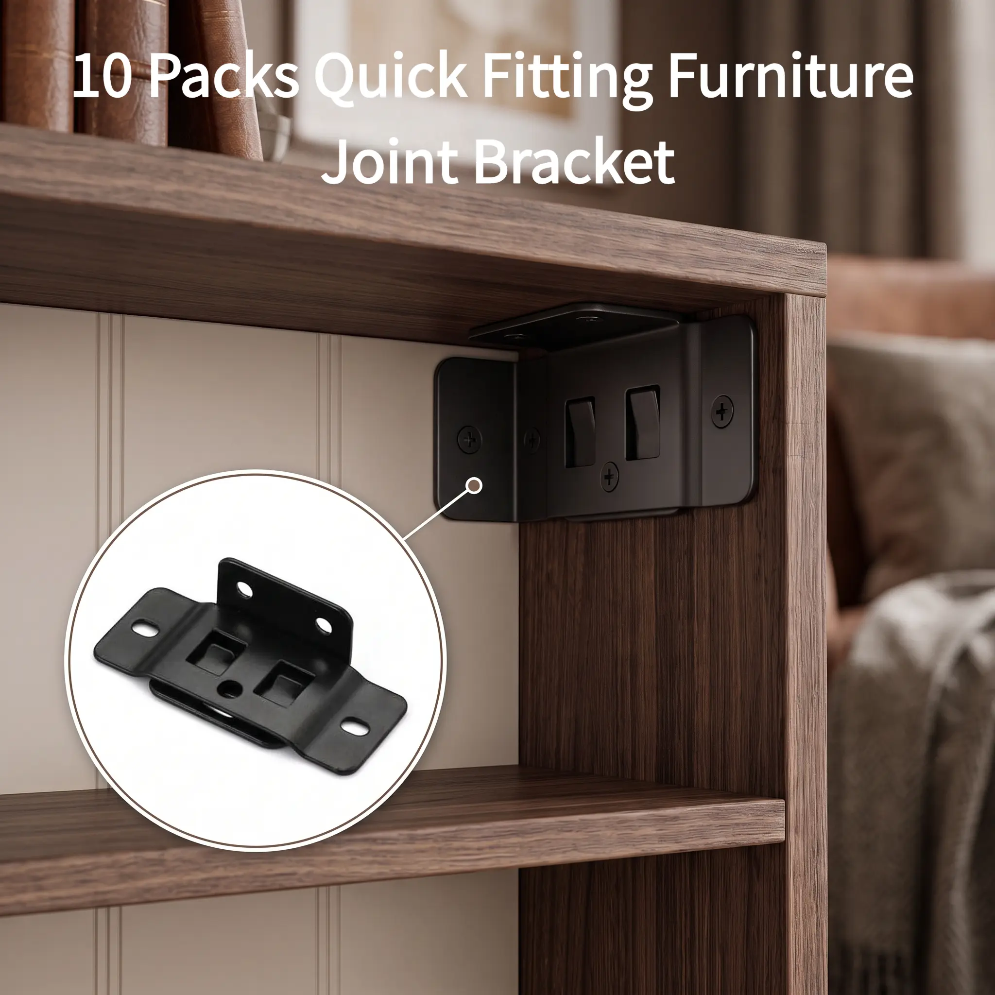 10 Packs Quick Fitting Furniture Joint Bracket, Duty Corner Brace Joint Right Angle Bracket, Stainless Steel Furniture Corner Connectors with Screws for Drawers, Cabinets, Tables, and Chairs-YY1
