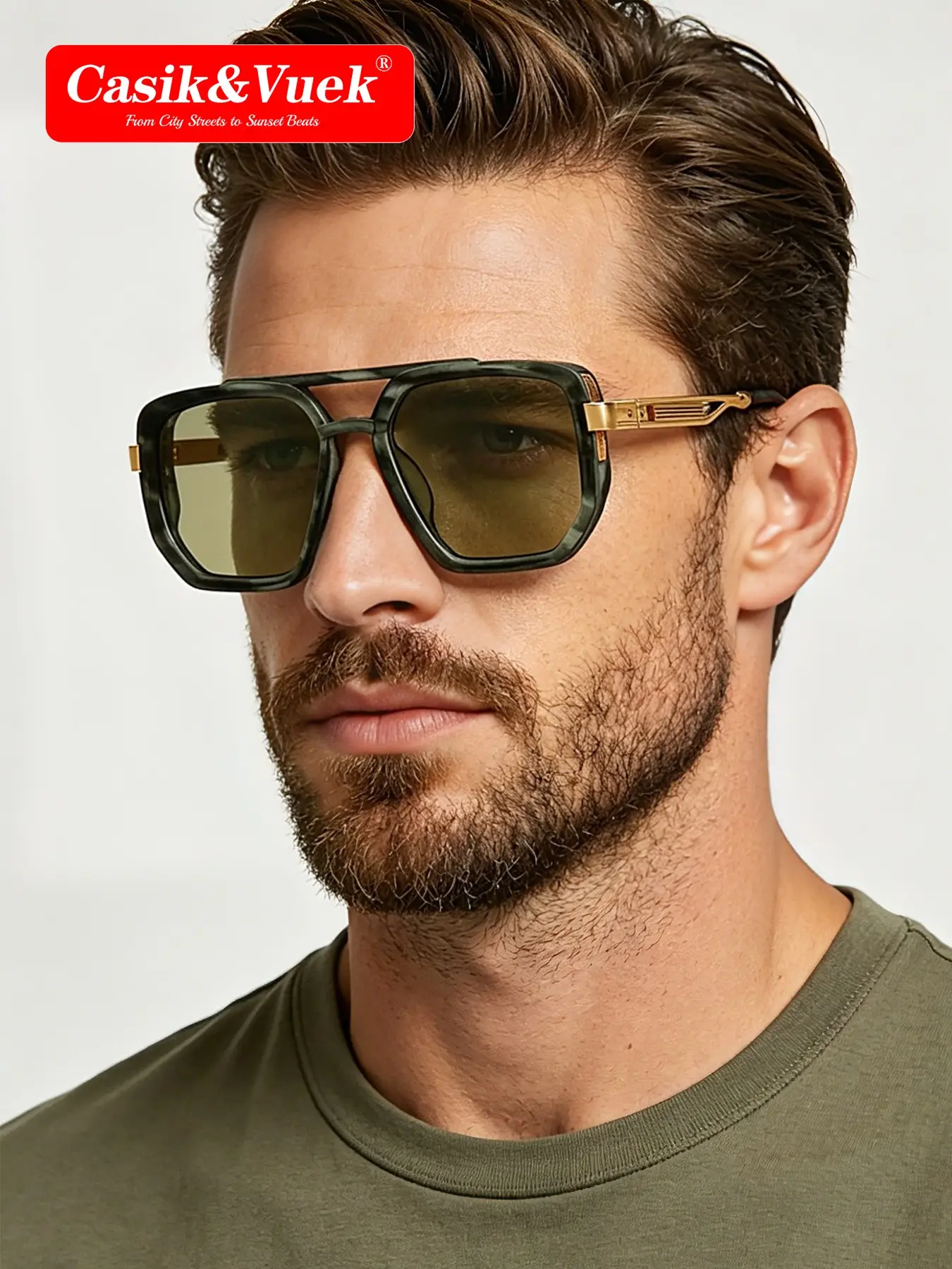 Casik&vuek Square Full Frame Unisex Trendy Square Sunglasses Vu400, Sporty Tr90 Material, All Seasons, Outdoor Hiking Driving Glasses