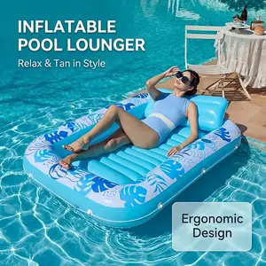Large Square Turtle Shell Inflatable Float Bed, Pool Float with Pillow and Cup Holder, 4-In-1 Sun Lounger, Inflatable Pool Party Gift