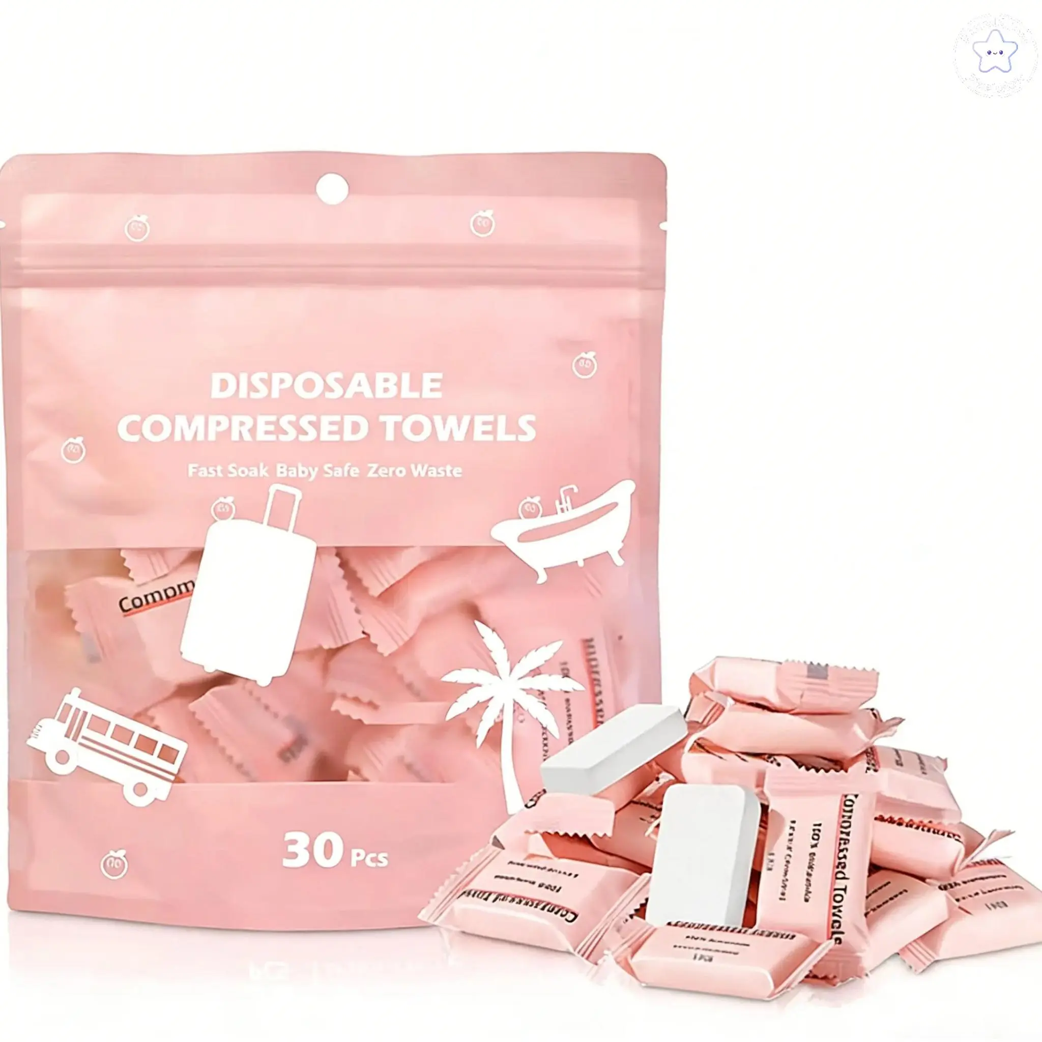 Disposable Compressed Towel Tablets 30 Pcs Portable Face Towels for Travel Camping Hiking Gym Picnic Home Use
