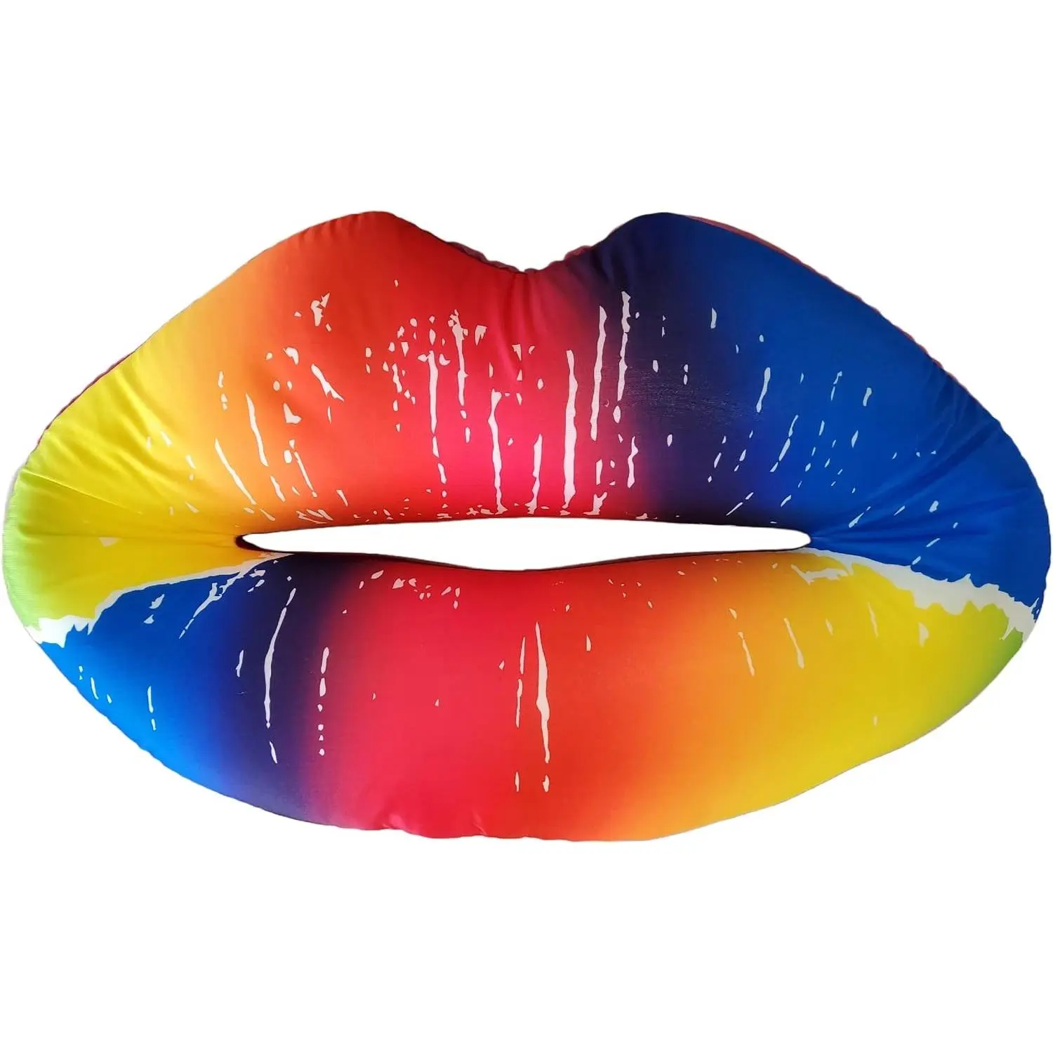 iscream Giant Kiss 4 U 29.5" x 23" Rainbow Lips Shaped Microbead Accent Pillow