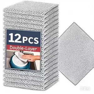 12/24PCS Reusable Stainless Steel Dishwashing Cloths, Heavy-Duty Non-Scratch Scrub Rags, Wet & Dry Multipurpose Kitchen Cleaning Cloths for Dishes, Pots & Pans
