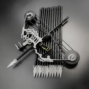 Durable Stainless Steel Mini Compound Bow with 12 Arrows - Archery Lovers/Collectors Gift, Lightweight Easy-to-Use Archery Equipment for Target Practice, Desk Entertainment, Ages 12+ Sports & Outdoor Play