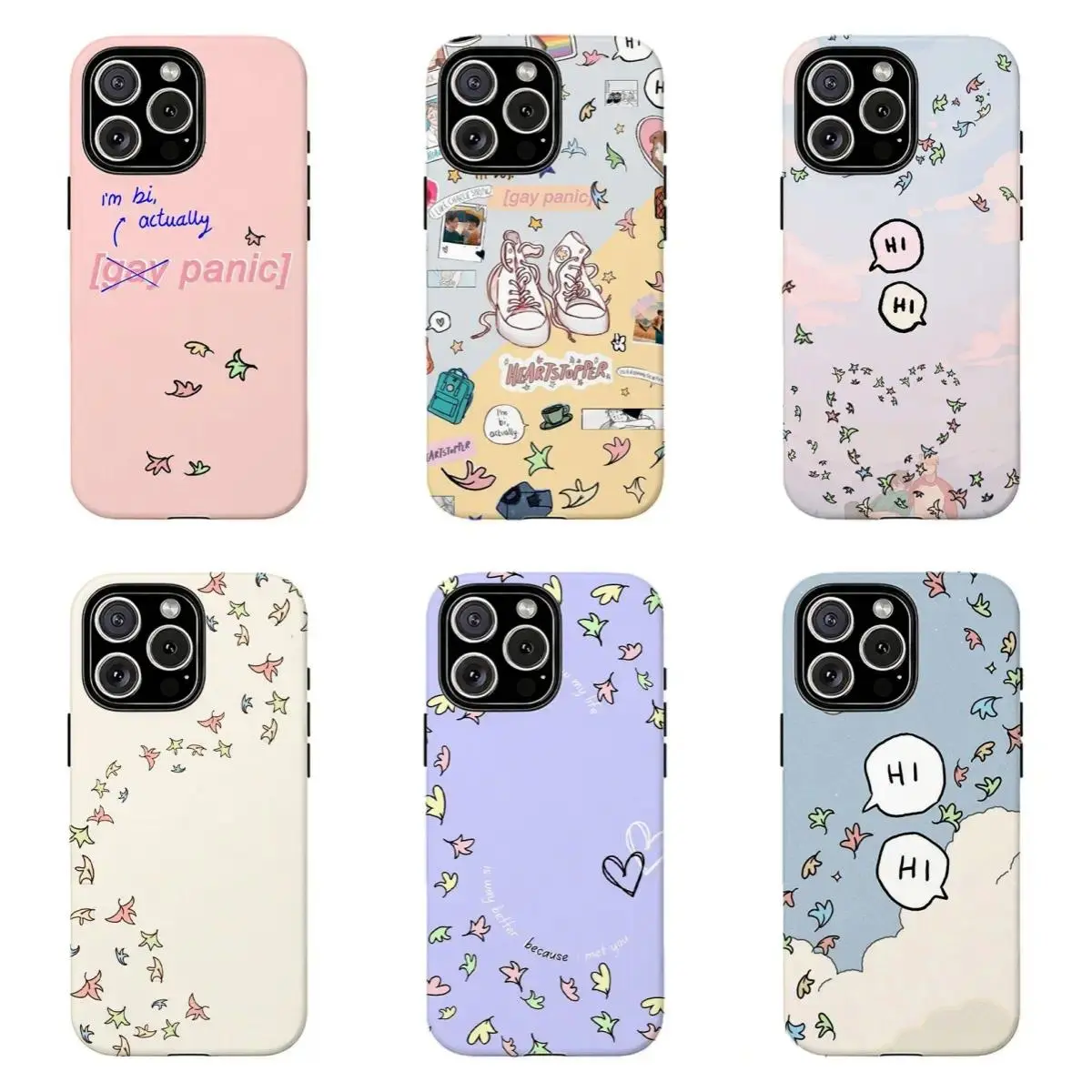 Heartstopper Leaf Confetti Custom Phone Case - Soft Pastel LGBT Coquette Aesthetic, Wireless Charging Suitable for iPhone 17-11 Pro Max/Plus and  Samsung Galaxy S23-25