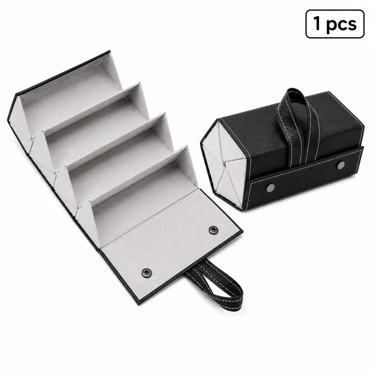 Contemporary Leather Sunglasses Organizer, 5-Slot Compact Roll-Up Travel Case with Hanging Loop, Long-Lasting Eyewear Storage for Home,phone,,other, Space Saver, Durable, Portable Sunglasses Organizer, Travel Ready, Five Slots