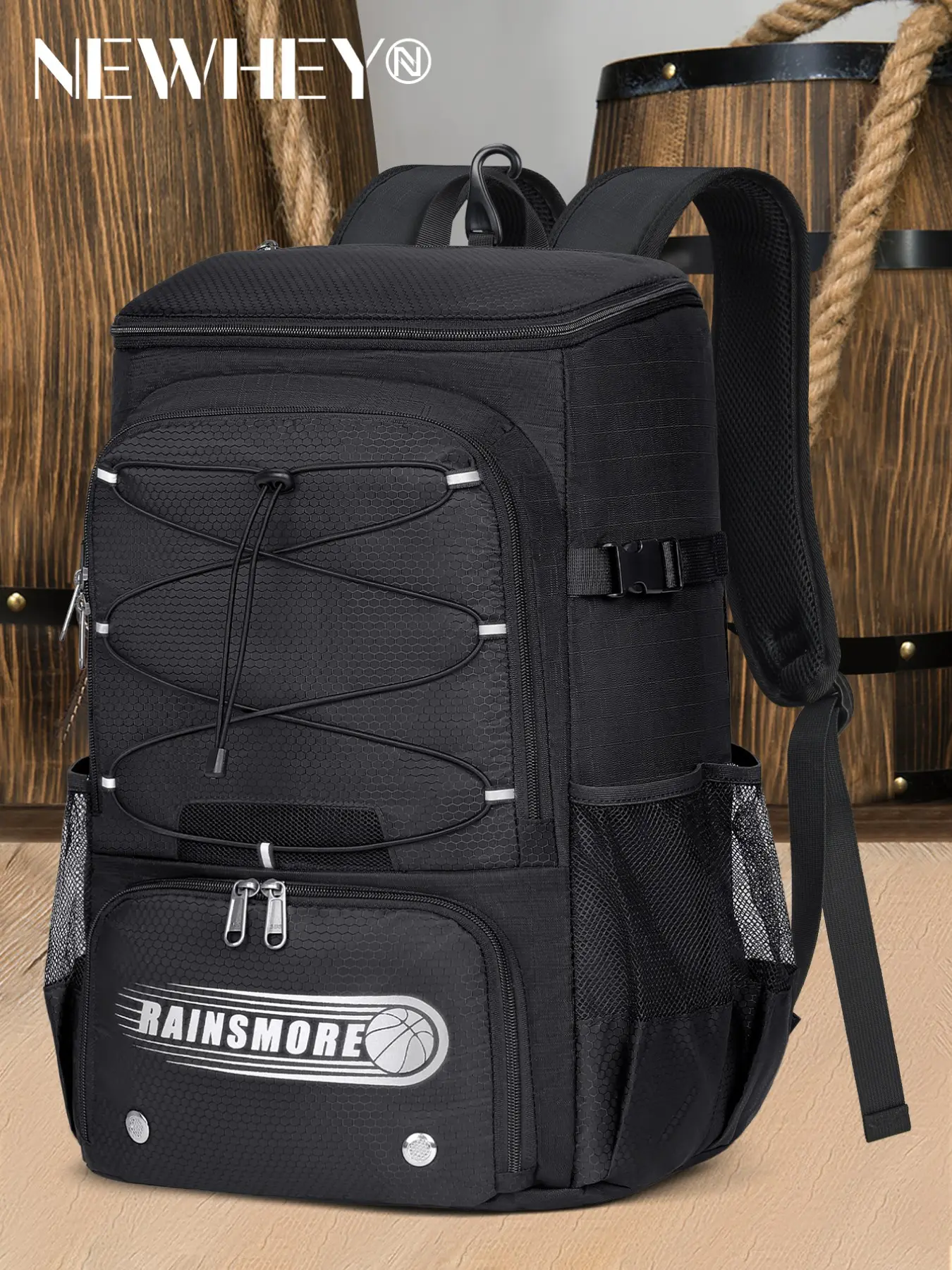 45L Basketball Backpack with Ball & Shoe Compartment, Waterproof Sports Bag for Soccer, Volleyball, Gym, Travel Rucksack