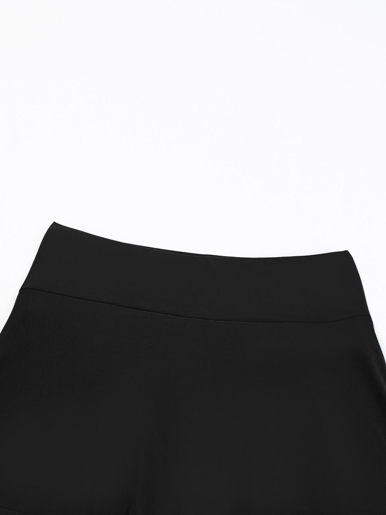 Women's Solid Color High Waist Swim Skort, Casual Comfy Breathable Swim Bottoms for Beach Swimming, Ladies Swimwear for All Seasons