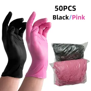 50pcs Disposable PVC Gloves, Multi-Functional Cleaning Gloves, Fashionable Kitchen User Gloves, One-Time Use