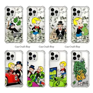 Funny Cute Richie Rich Alec Monopoly Transparent Phone Cases For iPhone 17 16 15 14 13 12 11 Promax Pro Air Plus Shockproof TPU Cover Protection Gifts For Friends