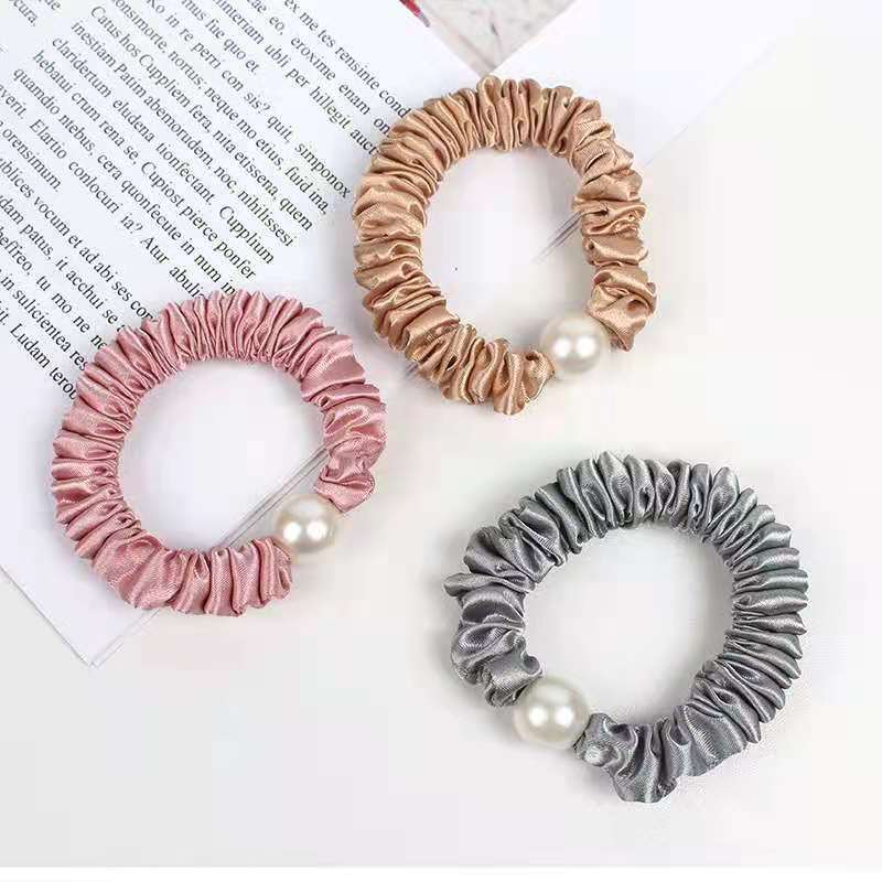 Hair Accessories Scrunchies for Women Variety Pack Hair Ties Scrunchies Hair Elastics Pastel Hair Ties Multicolor Easter Basket Stuffers for Kids,No Damage Hair Ties Scrunchies Pearl Hair Ties Gift for Her