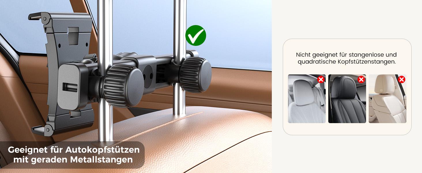 OHLPRO Tablet Holder Car Headrest [Ball Bearing Arm + Metal Folding Clamp] Universal Car Tablet Holders Travel Accessories Children Compatible with All 5-13 Inch iPad Mobile Phones Switch Sumsung