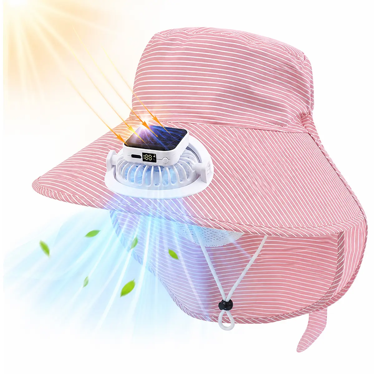 Bucket Hat with Built-in Quiet Fan, Solar & USB Rechargeable Power, UPF 50+ Sun Protection with Wide Brim for Hiking & Golf - Unisex