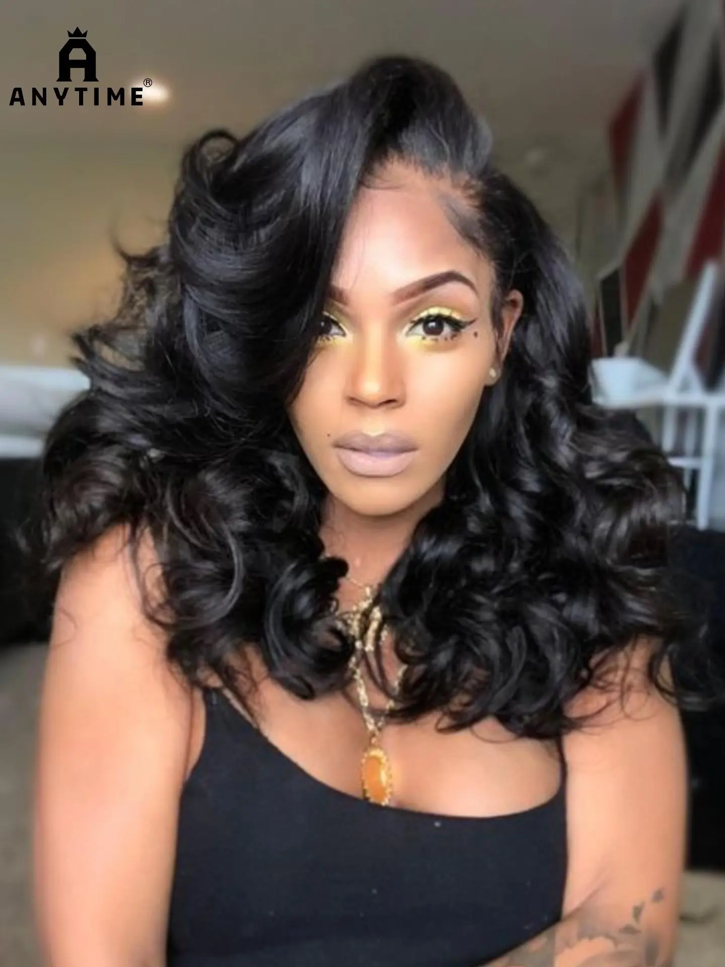 Anytime 5x5 Elastic Wave Lace Front Wig, Human Hair Pre-Plucked, 250% Density, HD Lace, Women's Natural Wig, No Glue, Includes Baby Hair