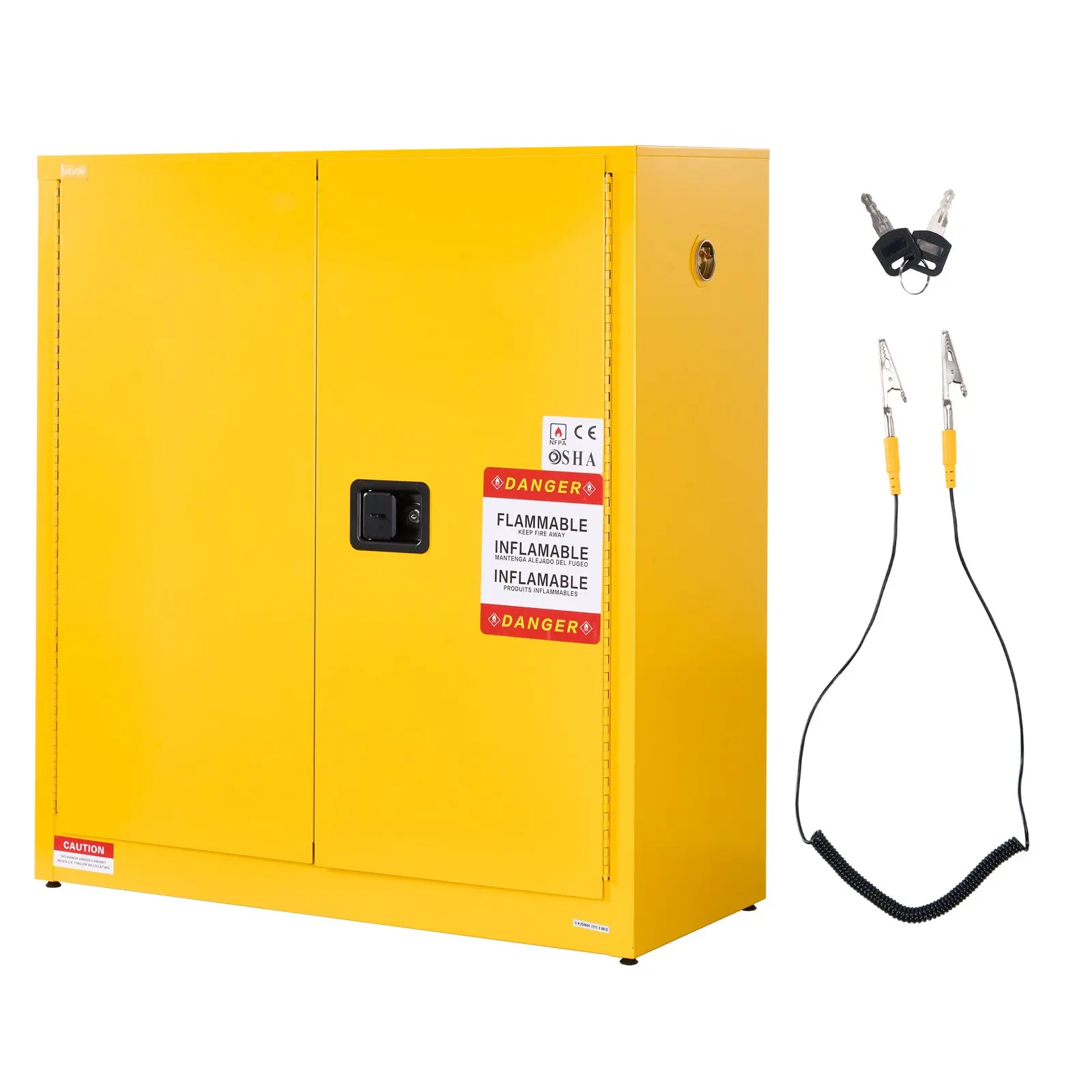 Flammable Cabinet, 43.0x 18.1x 46.4 Inch, 29 Gallon Flammable Storage Cabinet with Adjustable Shelf, Cold-Rolled and Galvanized Steel Fire Cabinets, for Commercial Industrial Home Use, Yellow