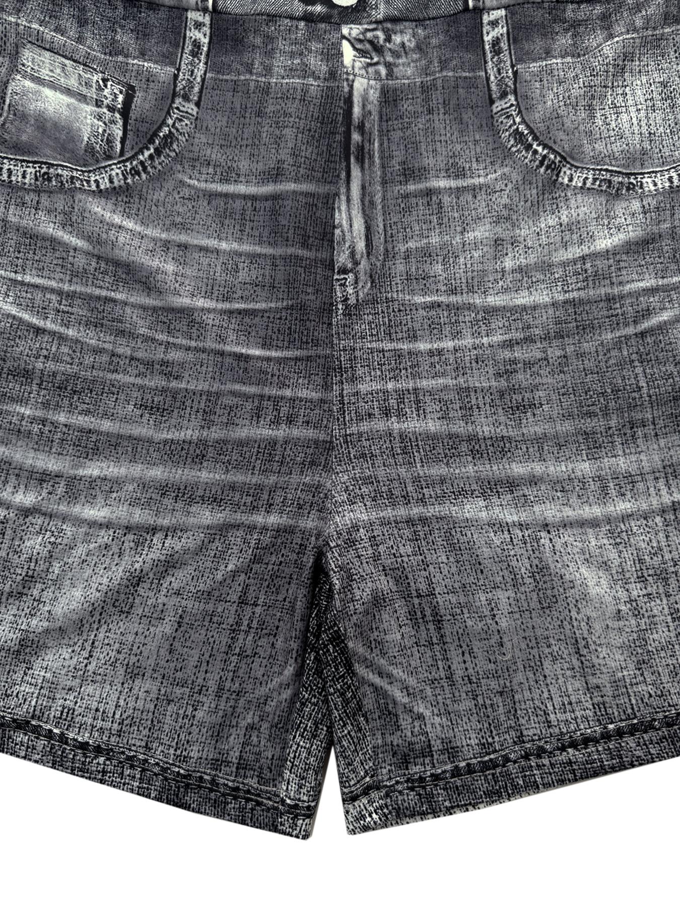 Women's Denim-effect Print Tube Romper, Casual Strapless Skinny Romper for Daily Outdoor Wear, Ladies Clothes for Summer