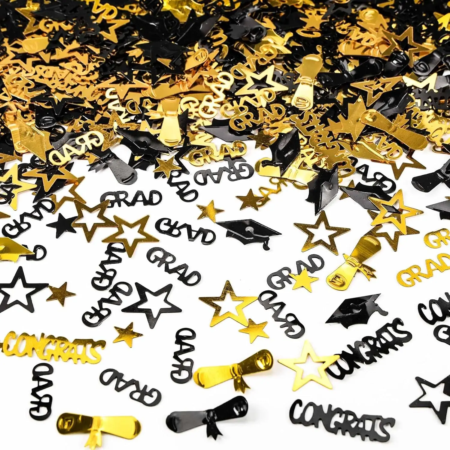 Gold and Black 2026 Graduation Confetti 1000 Pcs Congrats Grad Class of 2026 Party Table Centerpiece for 2026 Graduation Party Decorations