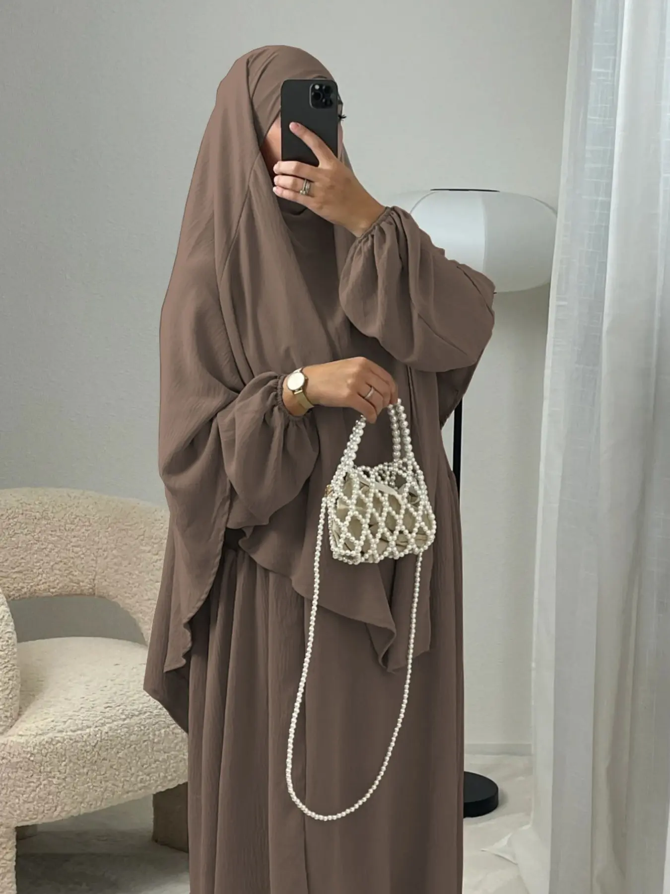 3-Piece Khimar Abaya Set, Loose Fit Abaya with Hijab, Soft Muslim Prayer, Hijab Dress Belt Combo, Women's Fashionable Abaya Robe, Islamic Clothing, Elegant Islamic Clothing