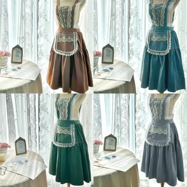 Elegant Lace Apron for Women – Vintage French Style Kitchen Apron with Ruffled Pocket & Adjustable Straps| Perfect for Cooking, Baking, Tea Parties & Holiday Gifting