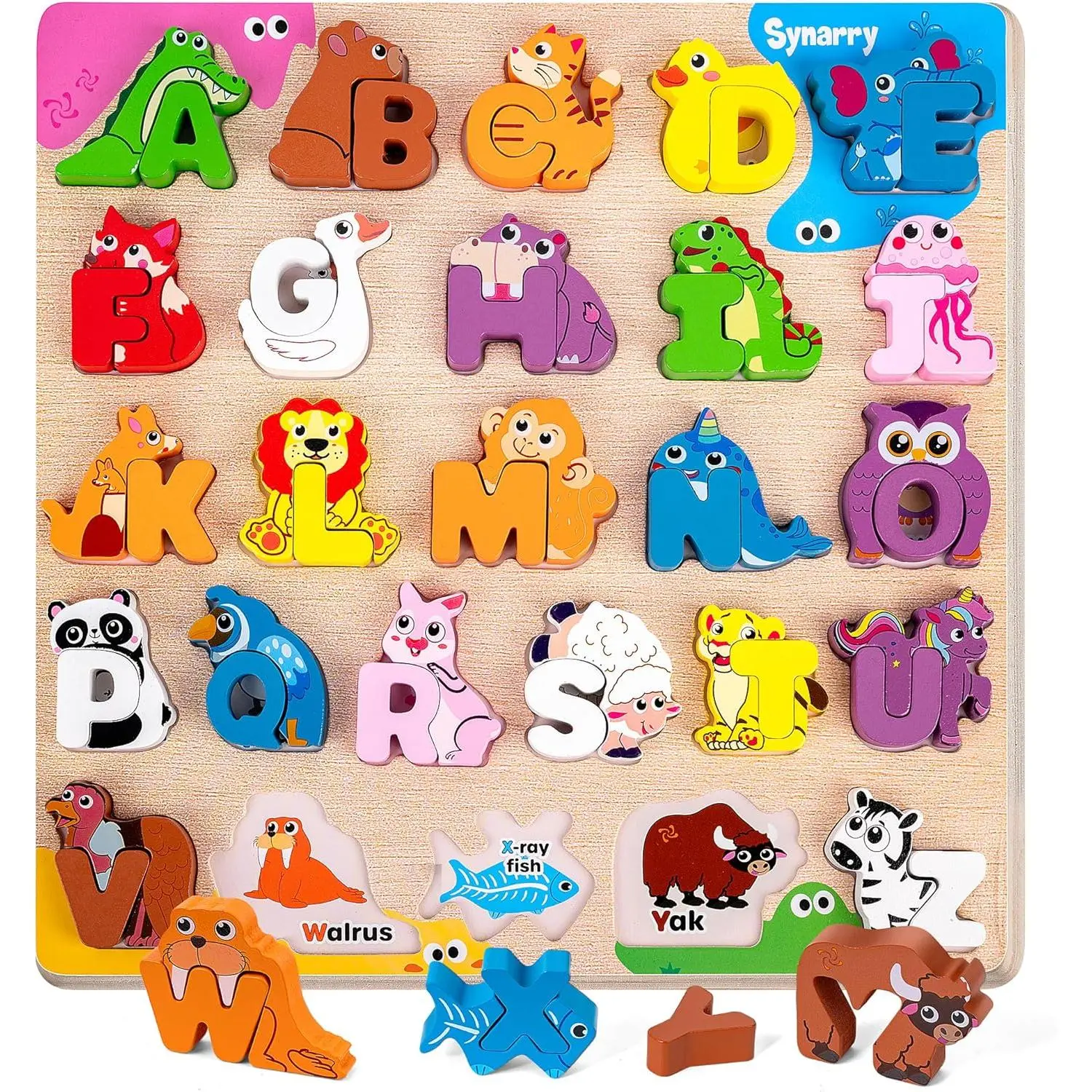 Wooden Alphabet Puzzle, 52 Pieces ABC Puzzles for Kids Ages 3-5, Alphabet ABC Letter Blocks Puzzles for Toddlers 3-5, Animals Letter Matching Preschool Learning Toys, Easter Gifts for Kidsfidget toys