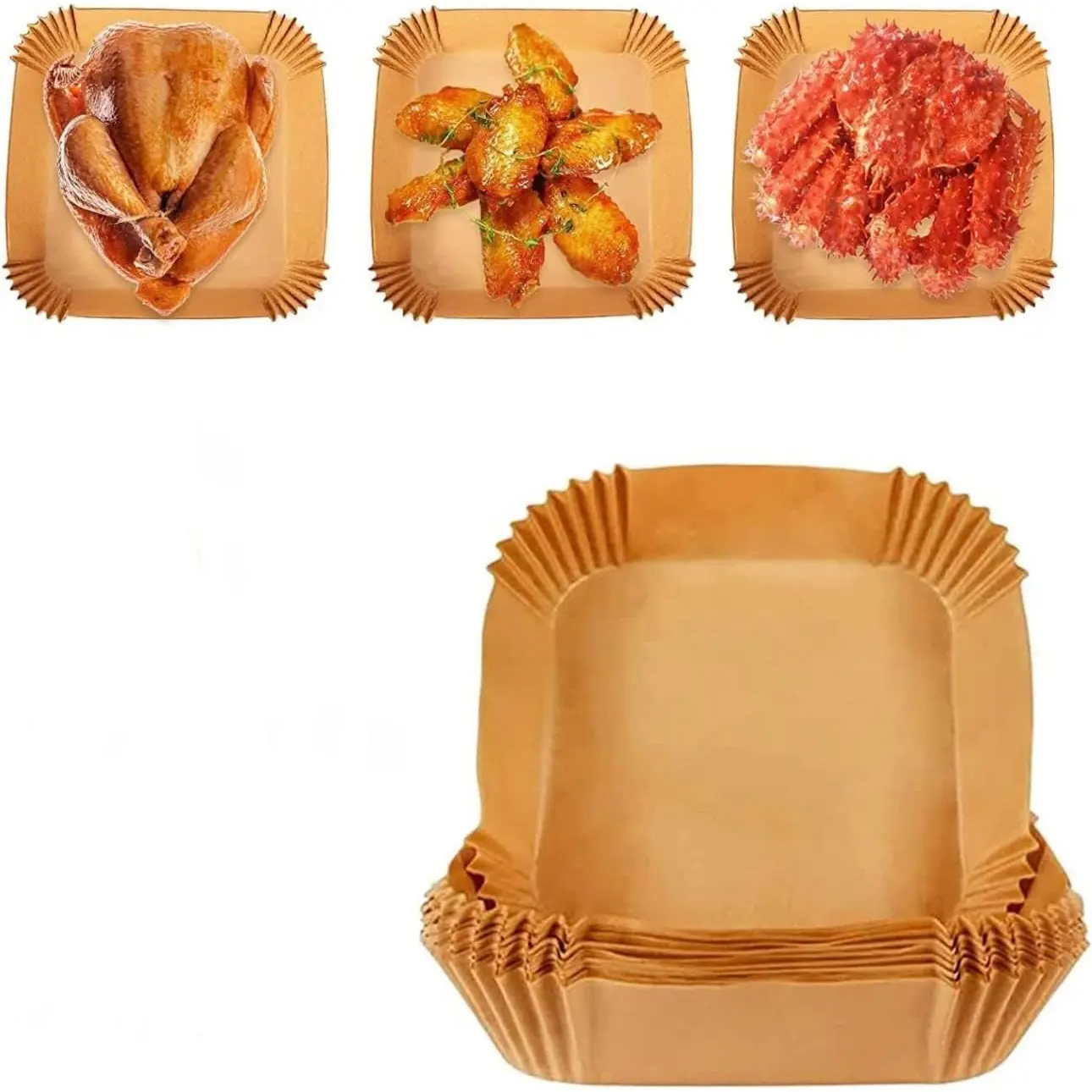 Premium Air Fryer Parchment Paper Liners (100-200 Bulk Pack) - Non-Stick, Heat Resistant Cooking Aid for Baking, Disposable Kitchen Bakeware Accessories
