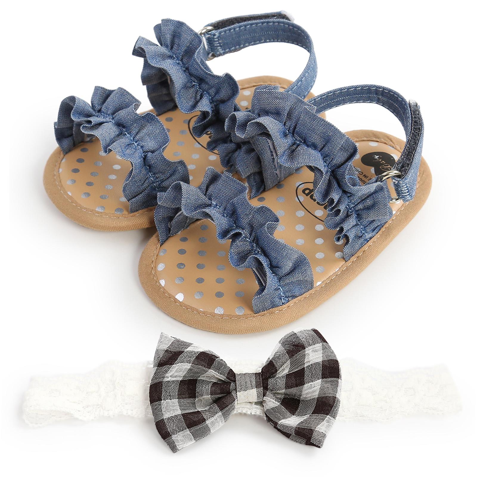 Baby girl summer sandals, non-slip soft-soled ruffle flats, toddler shoes