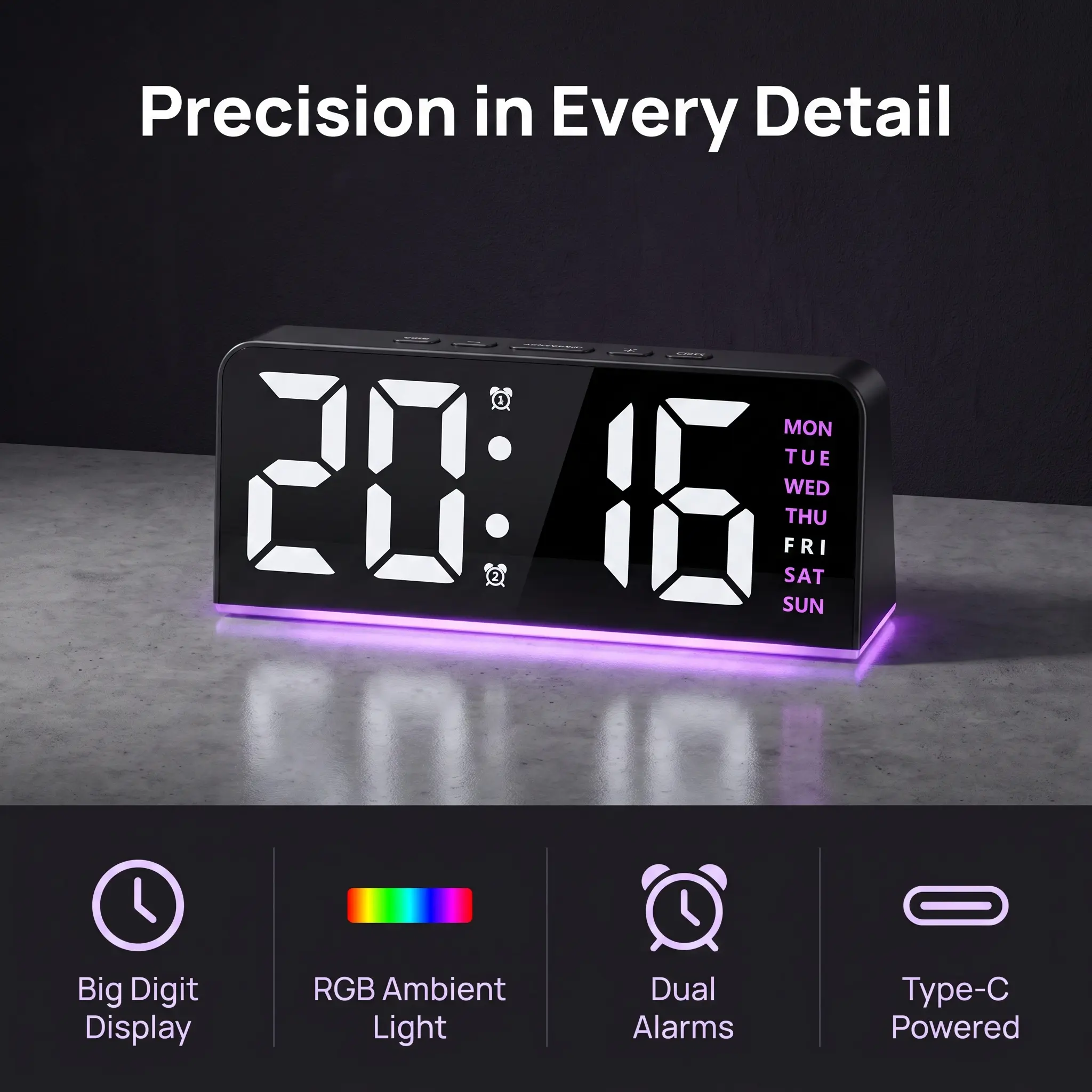 LED Digital Clock, Clock With Temperature, 1 Count Multifunctional Date and Temperature Display Desktop Clock, Digital Alarm Clocks, Decorative for Living Room, Bedroom and Office-YY2