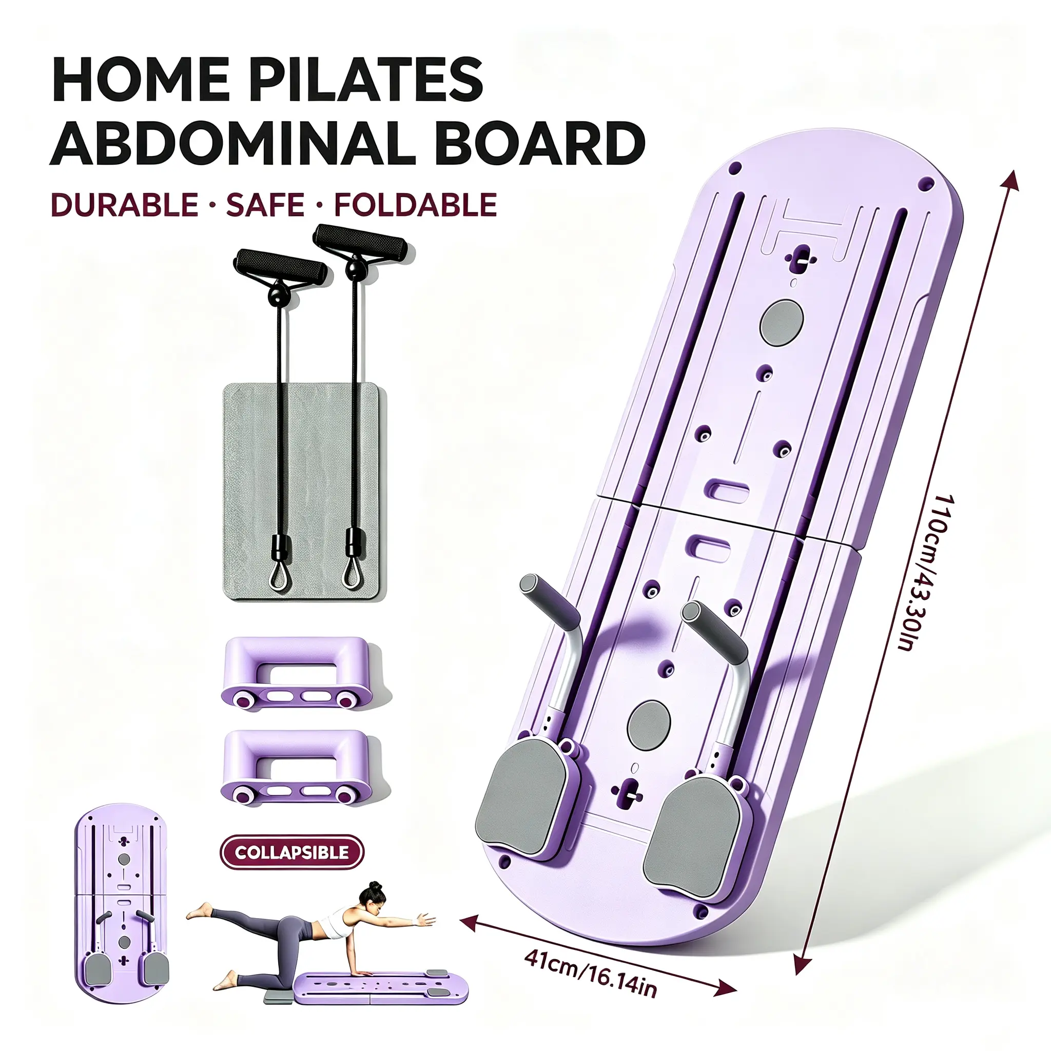 8-in-1 Multifunctional Folding Board - PP Material, Deformation-Resistant, Safe & Reliable, Unisex At Home Ab Training Workout Equipment with Resistance Band Workout Bands, Summer Essential Gift, Home Gym, Deformation Res., Pp Plastic, Home Fitness Equipm