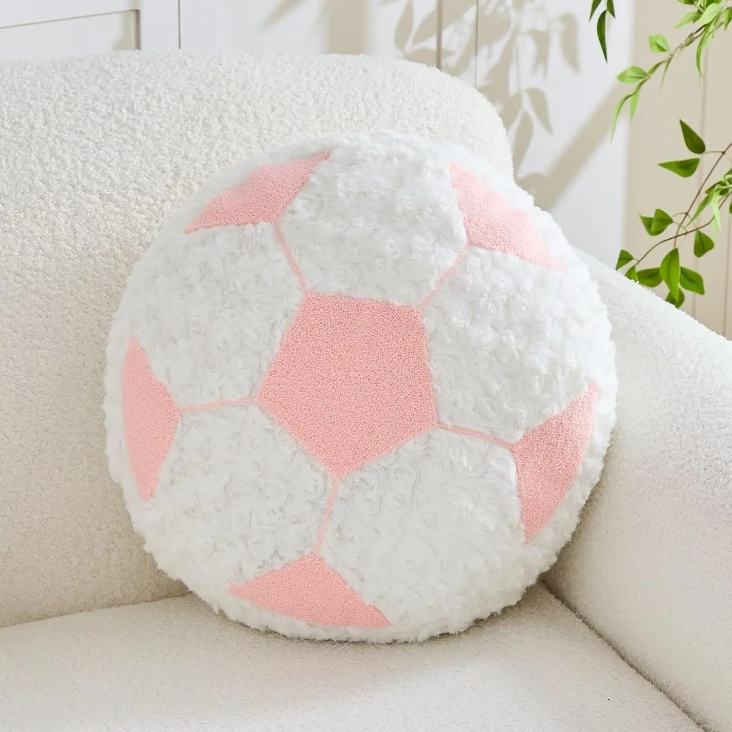 Soccer Pillow Football Round Cushion Soft  Soccerball Decorative Plush Pillow for Room Decor (, 12 Inch)