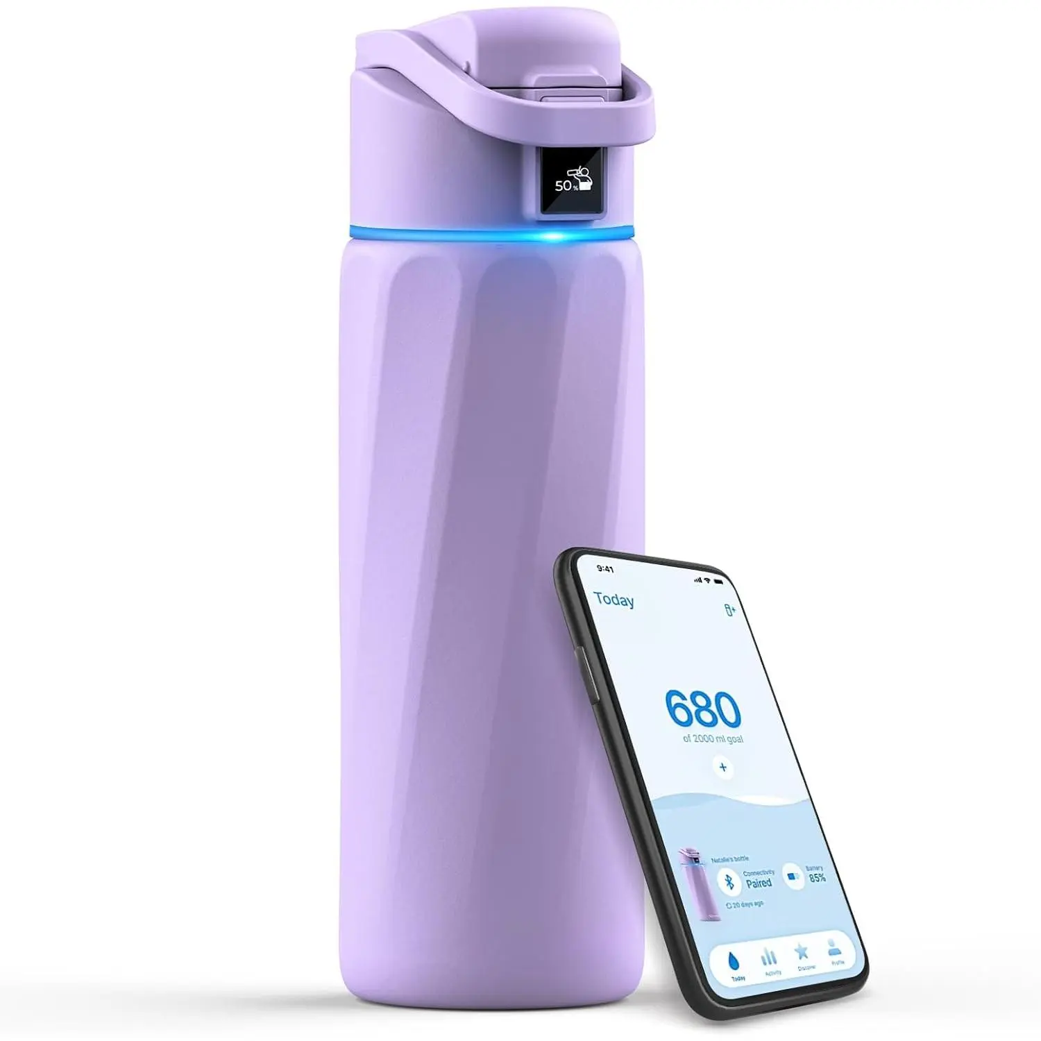24oz BPA-Free Stainless Steel Vacuum Insulated Smart Water Bottle with App Tracking, Wide Mouth, Reminder Function, Single Bottle for School & Gym, Ideal Mother's Day Gift