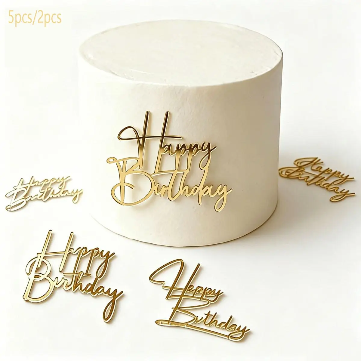 5pcs/2pcs Happy Birthday Cake Topper, Acrylic Letter Decoration, Party Cake Decor, Table Centerpiece