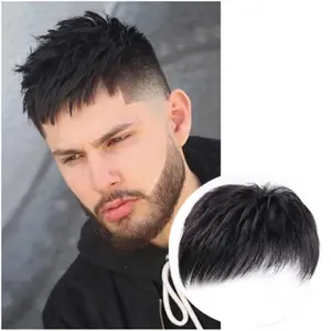 Natural Short Real Human Hair Men Crown Toupee, Invisible Thin Base Clip On Hair Topper, Perfect Cover Bald Spot, Receding Hairline, Gray Hair & Thinning Hair, Daily Wear Hair Replacement Hairpiece For Middle Aged Men.