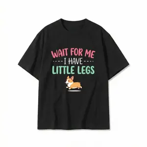 Graphic Tee for Men Women Viral "Wait For Me I Have Little Legs" Corgi Graphic T-Shirt, Fashion Baggy Biker Cargo Fabric, Cute Kawaii Puppy Meme Apparel, Comfy Oversized Streetwear Crewneck, Trendy Dog Lover Casual Outfit  gift springglowup,summervibe....